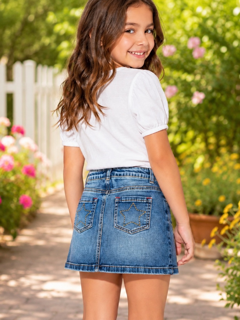 Mini Boden Denim skirt Stars Size 8-9